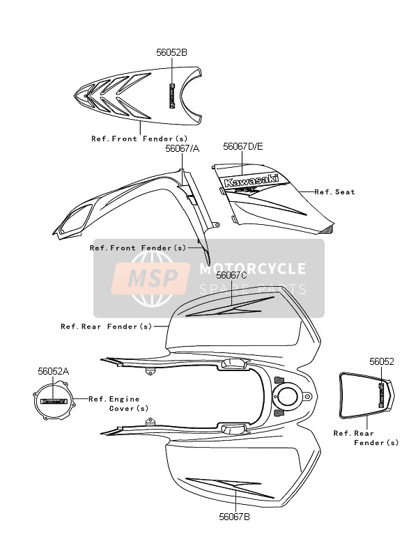 Kawasaki KFX700 (KSV700A6F) 2006 Decals for a 2006 Kawasaki KFX700 (KSV700A6F)