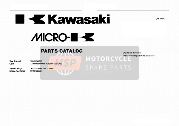 Kawasaki KFX700 (KSV700B6F) 2006 Identification du modèle pour un 2006 Kawasaki KFX700 (KSV700B6F)