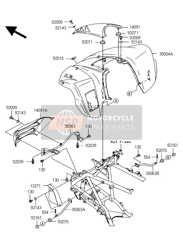 Kawasaki KFX700 (KSV700B6F) 2006 Guardabarros delantero para un 2006 Kawasaki KFX700 (KSV700B6F)