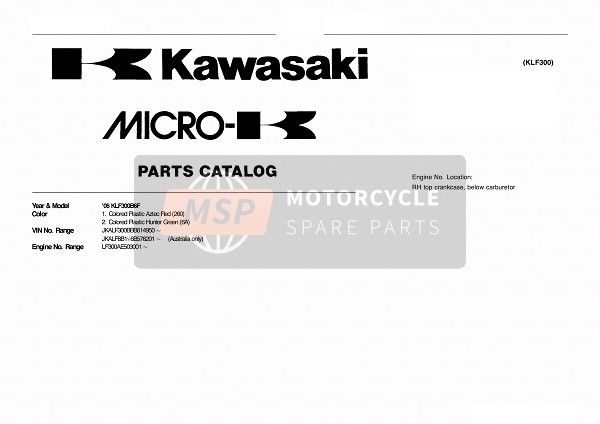 Kawasaki KLF300 2006 Modelidentificatie voor een 2006 Kawasaki KLF300
