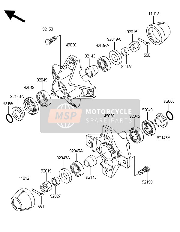 Kawasaki KLF300 2006 Buje delantero para un 2006 Kawasaki KLF300