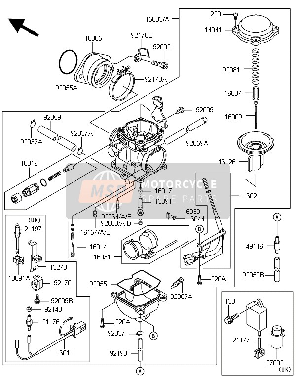 Kawasaki KLF300 4x4 2006 Carburettor for a 2006 Kawasaki KLF300 4x4