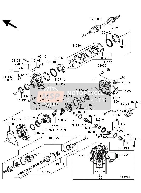 130BA0814, BOLT-FLANGED,8X14, Kawasaki, 3