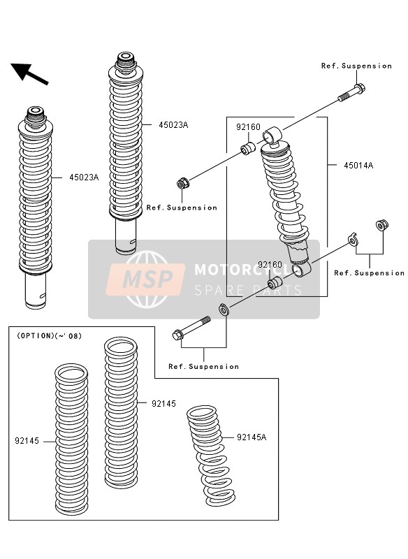 921451225, Spring,Strut,K=1.0, Kawasaki, 1