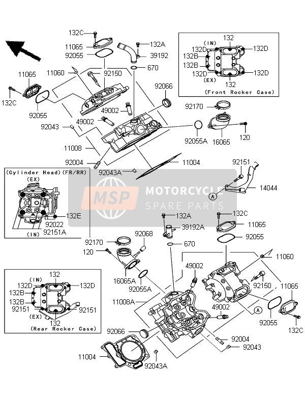 Kawasaki KFX700 (KSV700B7F) 2007 Cabeza de cilindro para un 2007 Kawasaki KFX700 (KSV700B7F)