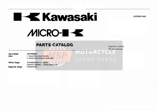 Kawasaki KVF650 4X4 2006 Identification du modèle pour un 2006 Kawasaki KVF650 4X4