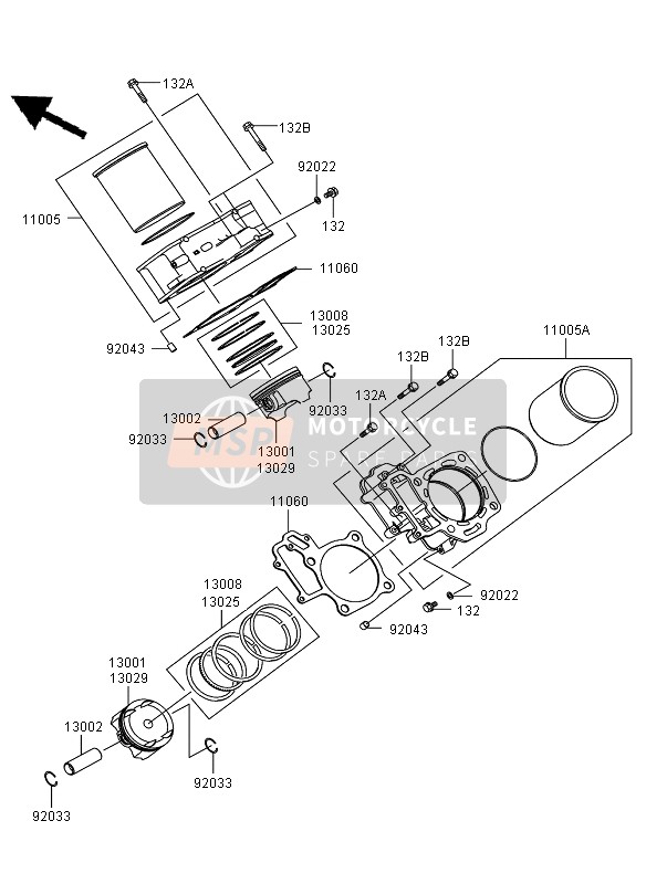 130250001, RING-SET-PISTONL,O/S0.50, Kawasaki, 0