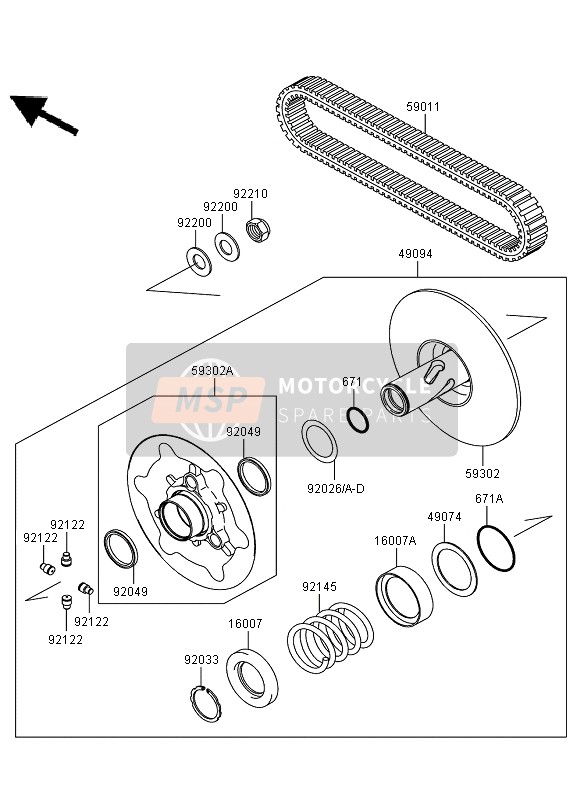 Kawasaki KVF650 4X4 2006 Drive Converter & Drive Belt for a 2006 Kawasaki KVF650 4X4