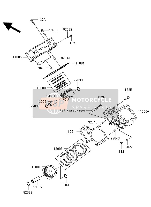 110050597, CYLINDER-ENGINE,Rr KVF750DBF, Kawasaki, 0