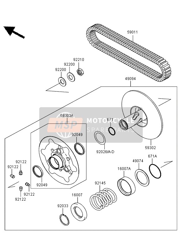 Kawasaki KVF750 4X4 2006 Drive Converter & Drive Belt for a 2006 Kawasaki KVF750 4X4