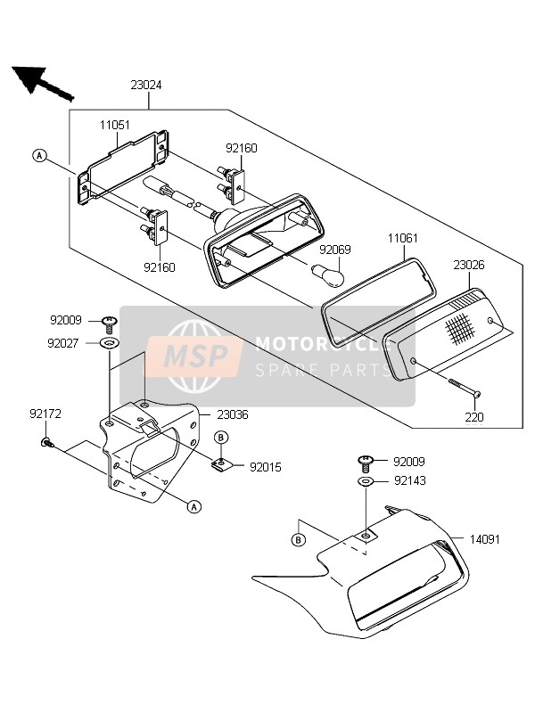 Kawasaki KFX700 (KSV700B7F) 2007 Tail Light for a 2007 Kawasaki KFX700 (KSV700B7F)