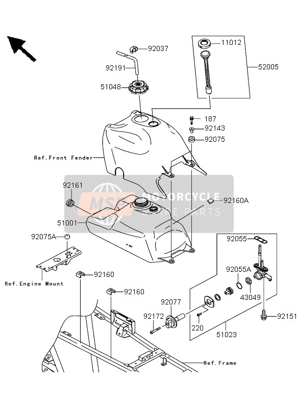 Kawasaki KVF360 2004 Fuel Tank for a 2004 Kawasaki KVF360