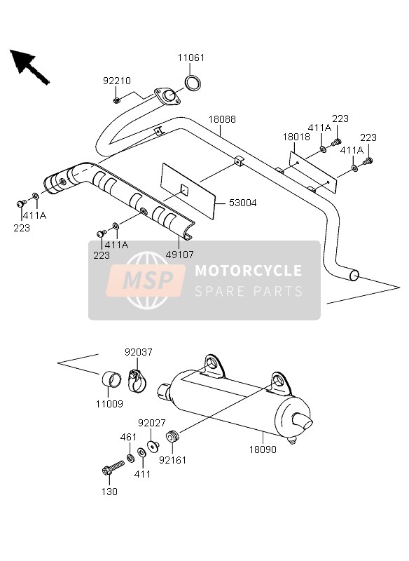 Kawasaki KVF360 2005 Muffler for a 2005 Kawasaki KVF360