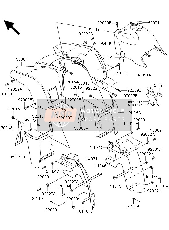 Kawasaki KVF360 2005 Front Fender for a 2005 Kawasaki KVF360