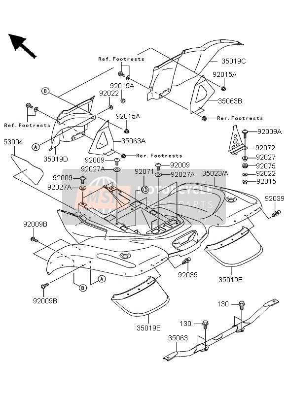 Kawasaki KVF360 4X4 2004 Rear Fender for a 2004 Kawasaki KVF360 4X4