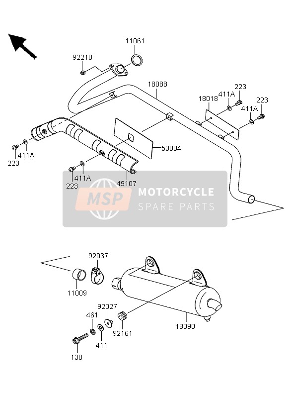 Kawasaki KVF360 4X4 2004 Muffler for a 2004 Kawasaki KVF360 4X4