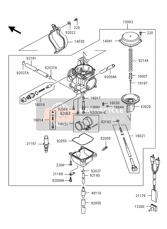 Kawasaki KVF360 4X4 2007 Carburettor for a 2007 Kawasaki KVF360 4X4