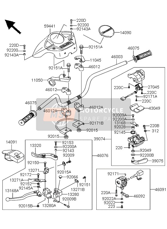 Kawasaki KVF360 4X4 2004 Handlebar for a 2004 Kawasaki KVF360 4X4