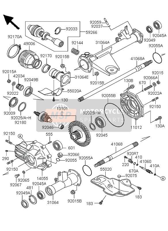 Kawasaki KLF300 4x4 2004 Drive Shaft (Rear) for a 2004 Kawasaki KLF300 4x4