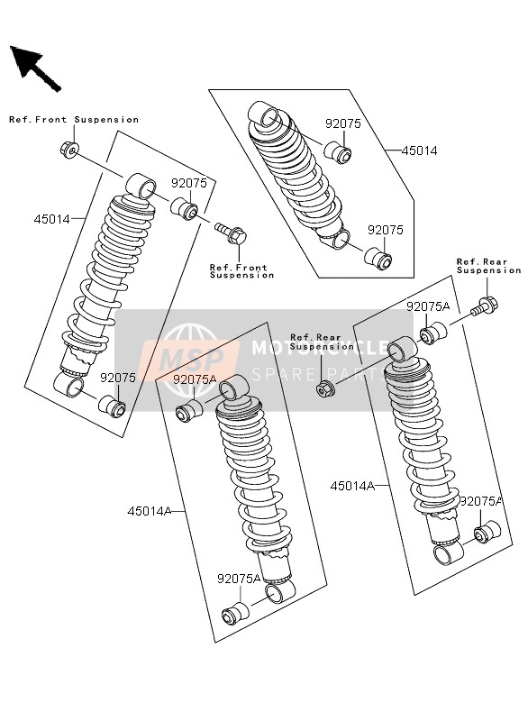 Kawasaki KLF300 4x4 2004 Shock Absorber for a 2004 Kawasaki KLF300 4x4