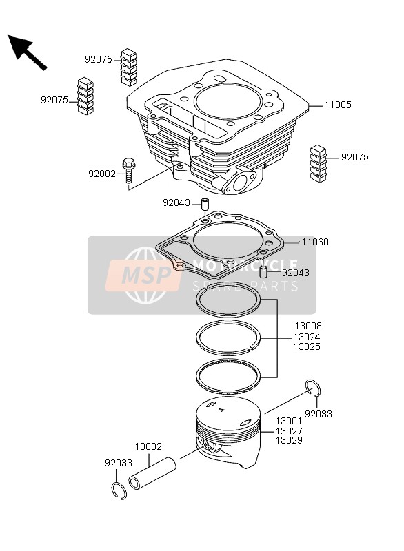 Kawasaki KLF300 4x4 2004 Cilindro & Pistón para un 2004 Kawasaki KLF300 4x4