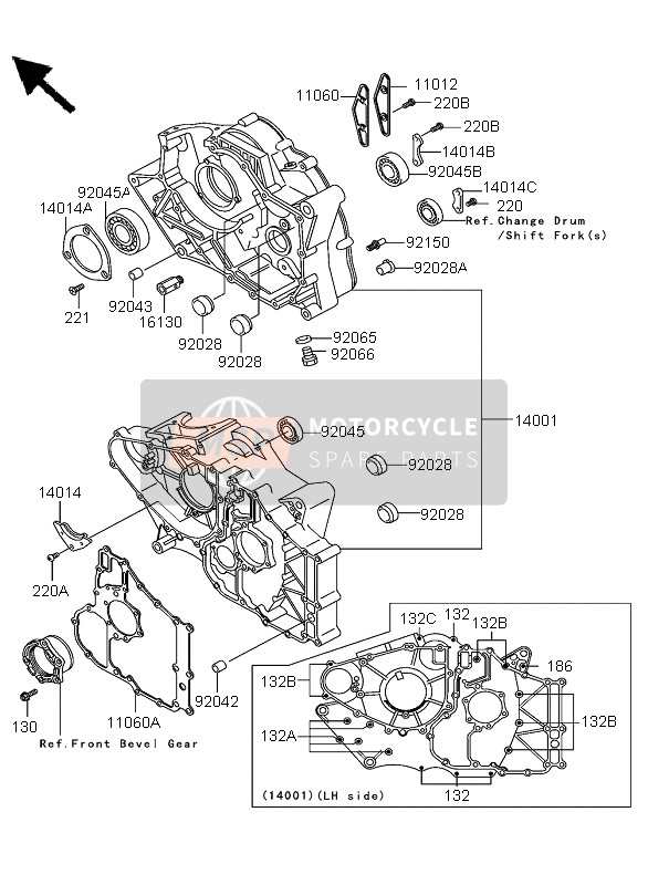 Kawasaki KLF300 4x4 2004 Crankcase for a 2004 Kawasaki KLF300 4x4