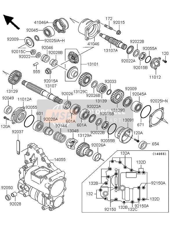 Kawasaki KLF300 4x4 2004 Front Bevel Gear for a 2004 Kawasaki KLF300 4x4