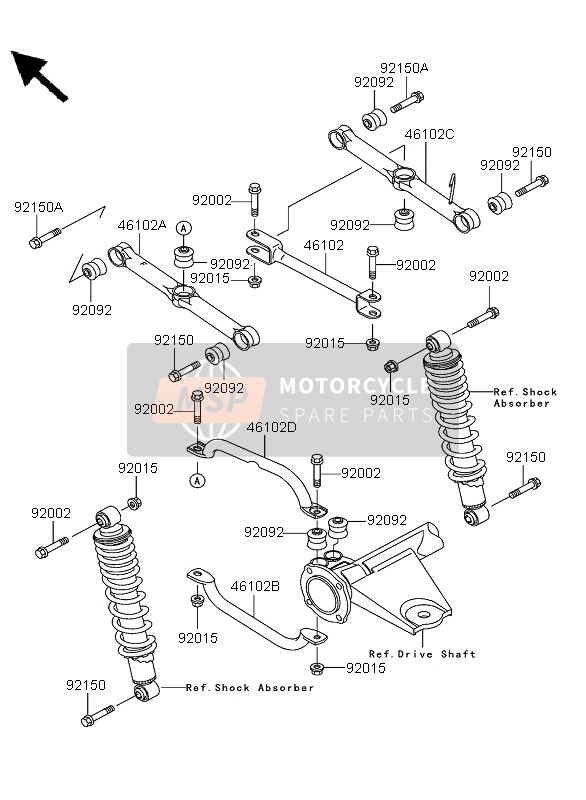 Kawasaki KLF300 4x4 2005 Suspensión trasera para un 2005 Kawasaki KLF300 4x4