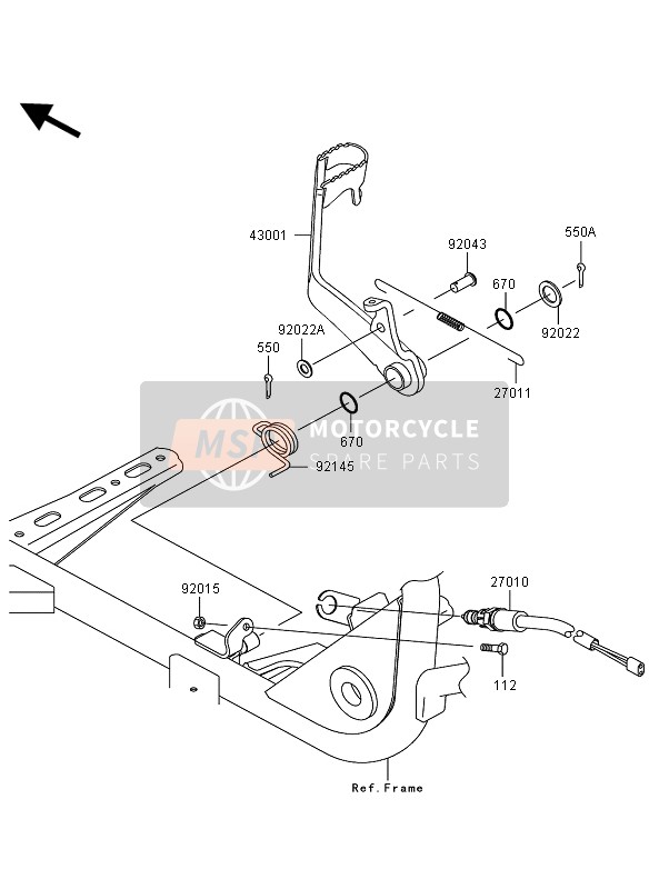 Kawasaki KVF360 4X4 2007 Brake Pedal for a 2007 Kawasaki KVF360 4X4