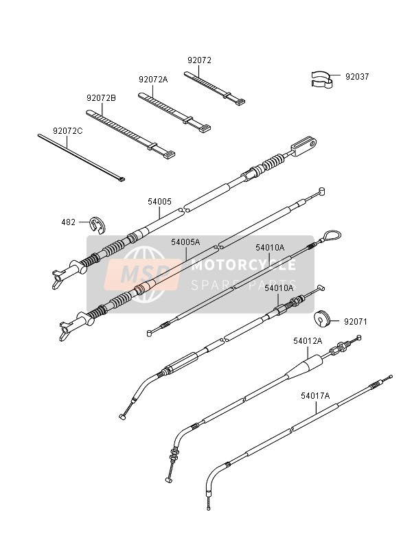 Kawasaki KVF360 4X4 2007 Cables para un 2007 Kawasaki KVF360 4X4