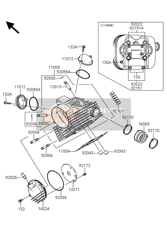 Kawasaki KVF360 2007 Cylinder Head for a 2007 Kawasaki KVF360