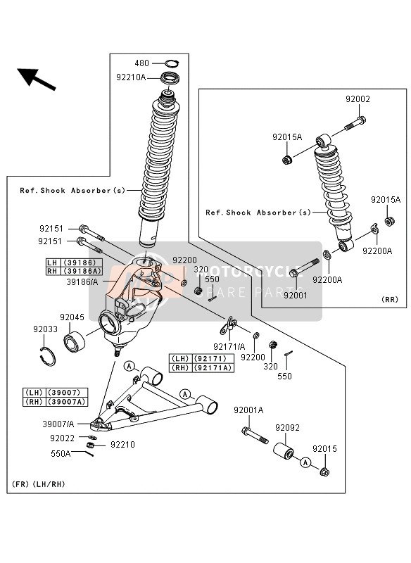 Kawasaki KVF360 2007 Suspension pour un 2007 Kawasaki KVF360