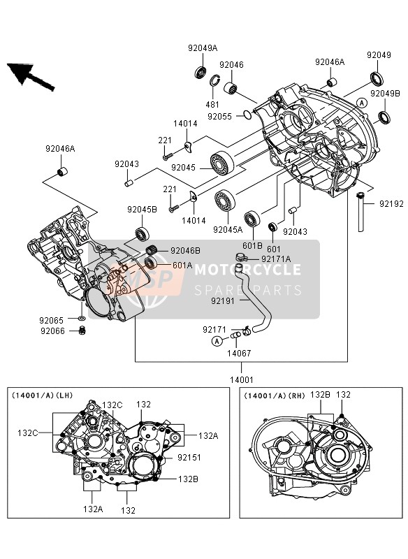 Kawasaki KVF650 4X4 2007 Crankcase for a 2007 Kawasaki KVF650 4X4