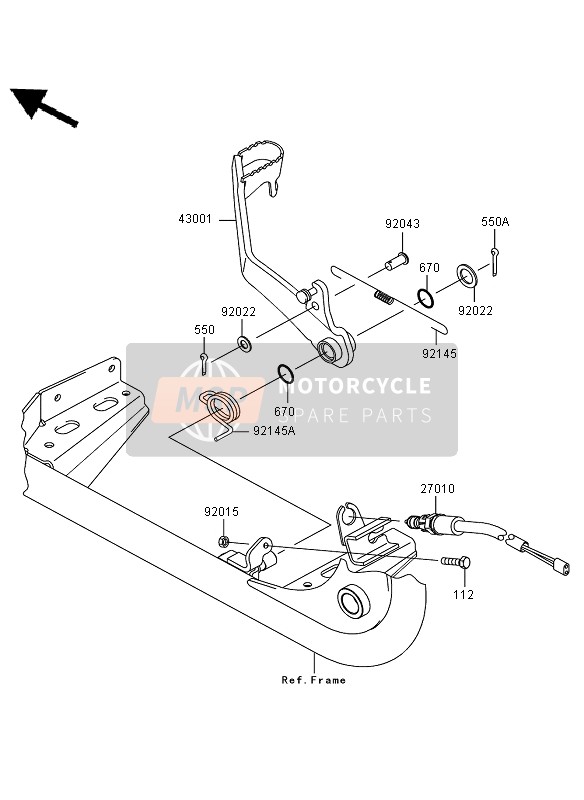 Kawasaki KVF650 4X4 2007 Brake Pedal for a 2007 Kawasaki KVF650 4X4