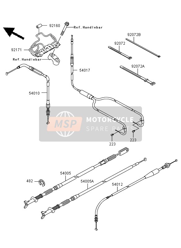 Kawasaki KVF650 4X4 2007 Cables para un 2007 Kawasaki KVF650 4X4