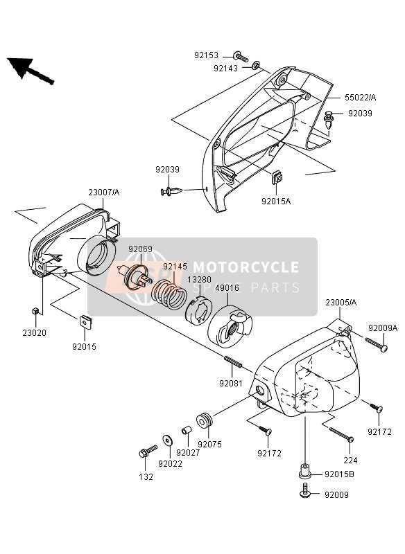 Kawasaki KVF650 4X4 2007 Headlight for a 2007 Kawasaki KVF650 4X4