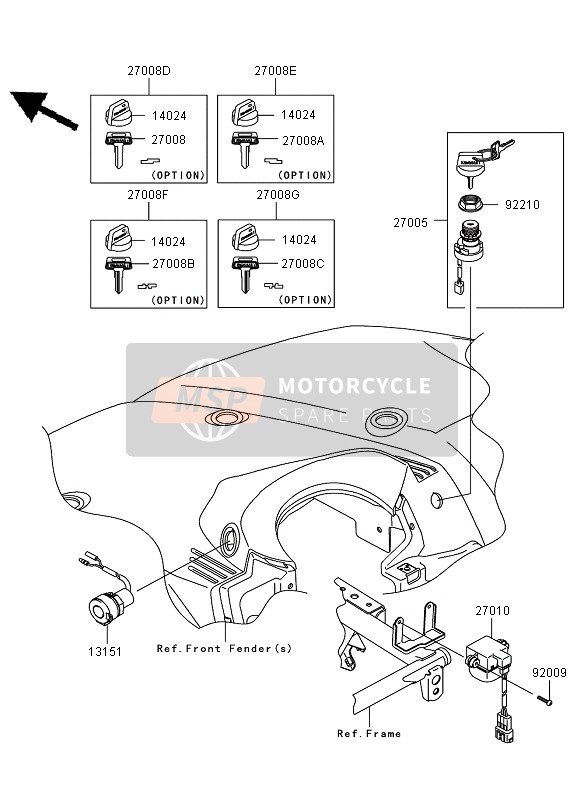 Kawasaki KVF650 4X4 2007 Switch de ignición para un 2007 Kawasaki KVF650 4X4