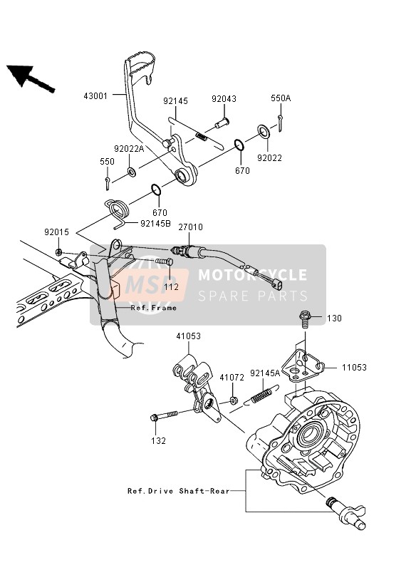 Kawasaki KVF750 4X4 2007 Pedale del freno per un 2007 Kawasaki KVF750 4X4