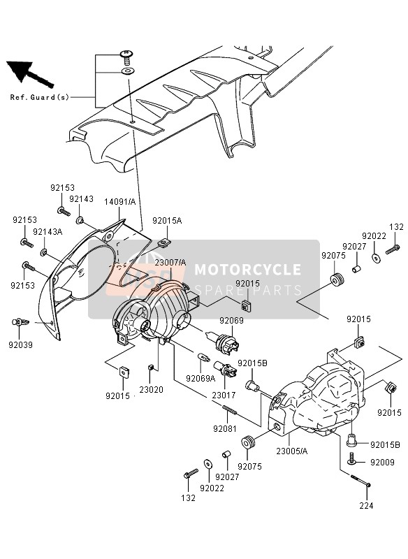 Kawasaki KVF750 4X4 2007 Headlight for a 2007 Kawasaki KVF750 4X4