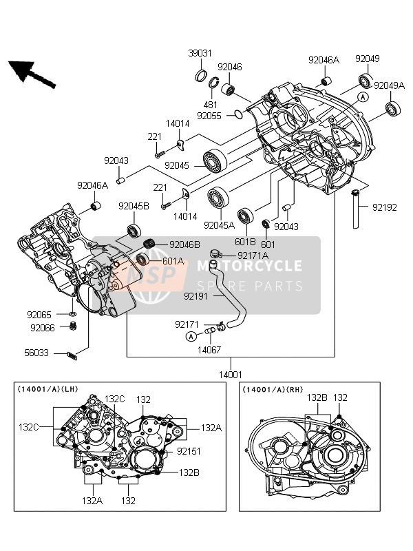 Kawasaki KFX700 2008 Crankcase for a 2008 Kawasaki KFX700