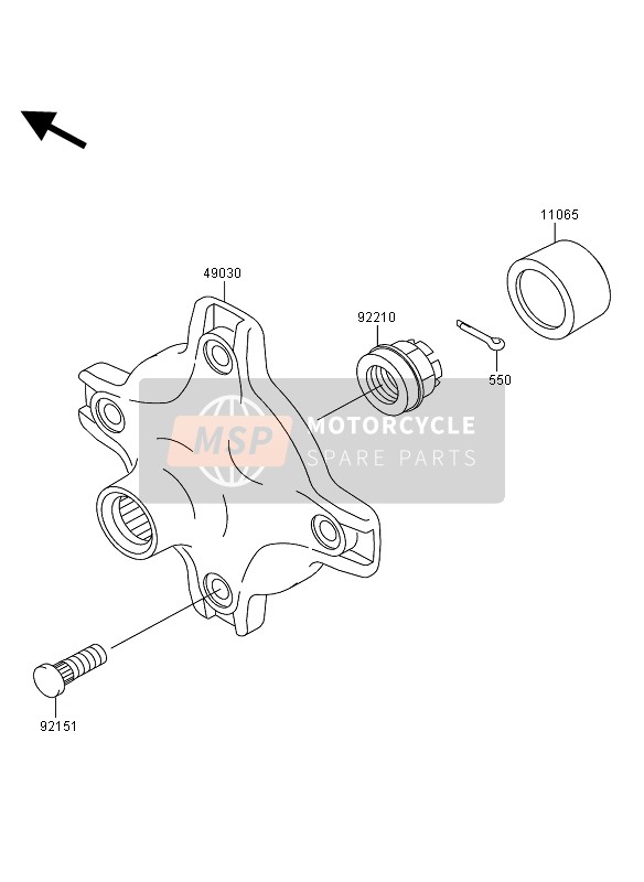 Kawasaki KVF360 2008 Rear Hub for a 2008 Kawasaki KVF360