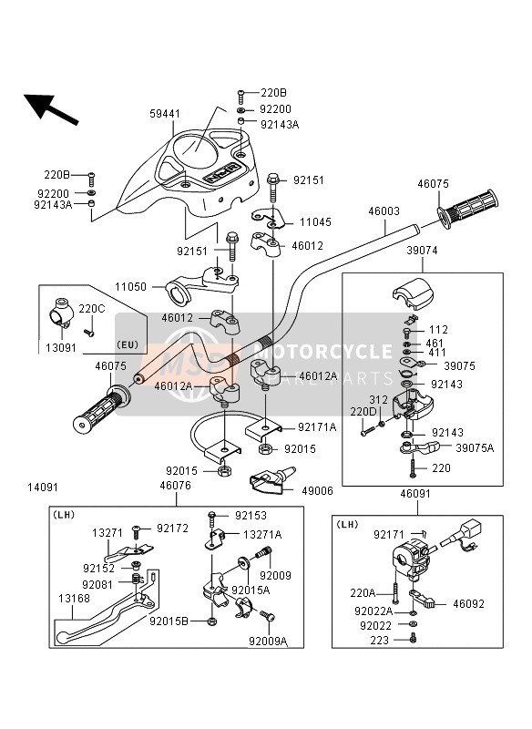 Kawasaki KVF360 2008 Handlebar for a 2008 Kawasaki KVF360