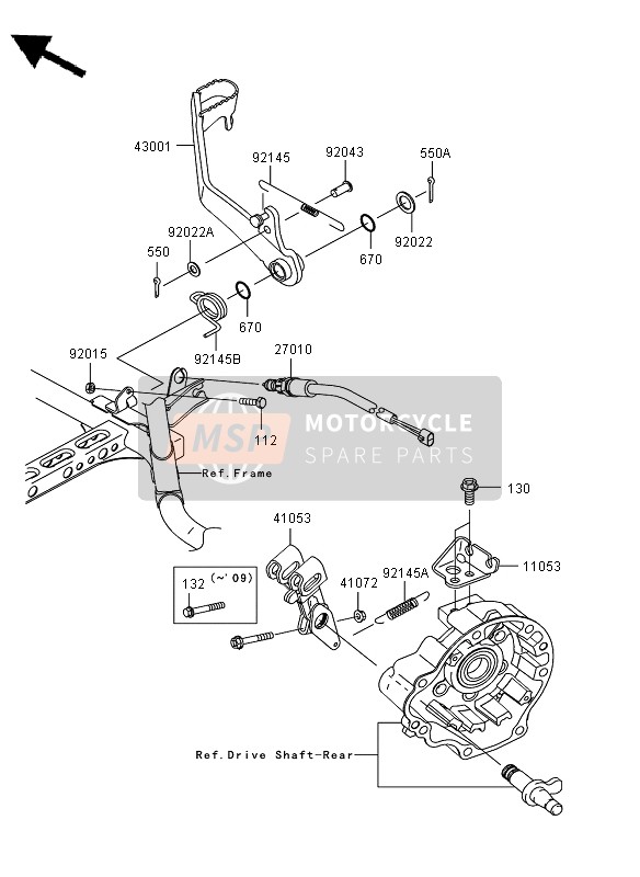 Kawasaki KVF750 4X4 2008 Pedal de freno para un 2008 Kawasaki KVF750 4X4