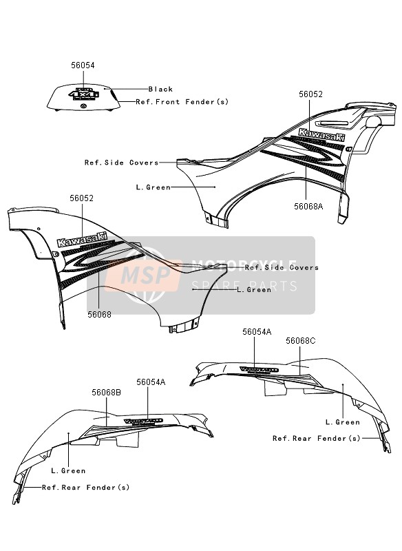 560680497, Pattern,Side Cover,Lh, Kawasaki, 0