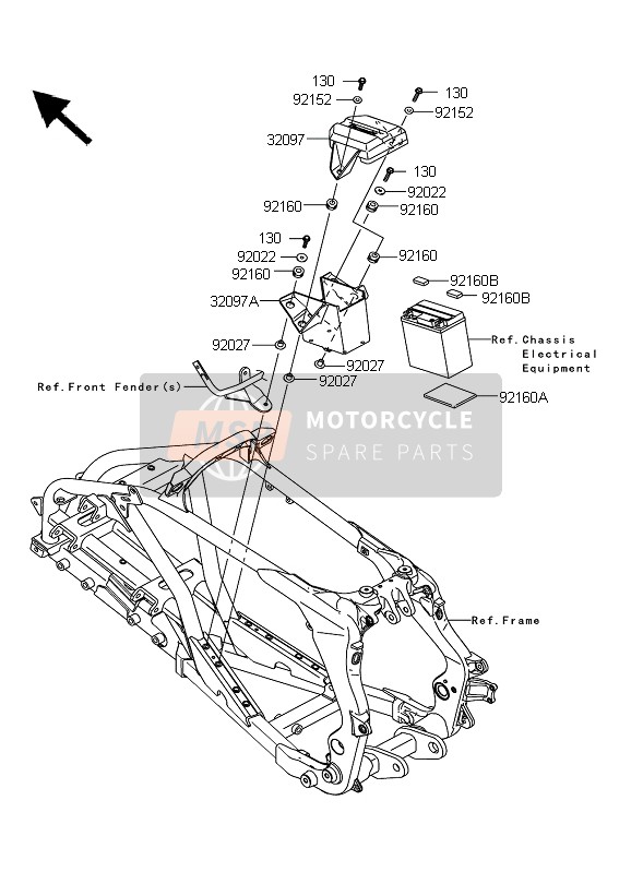 Kawasaki KFX450R 2009 BATTERIEGEHÄUSE für ein 2009 Kawasaki KFX450R