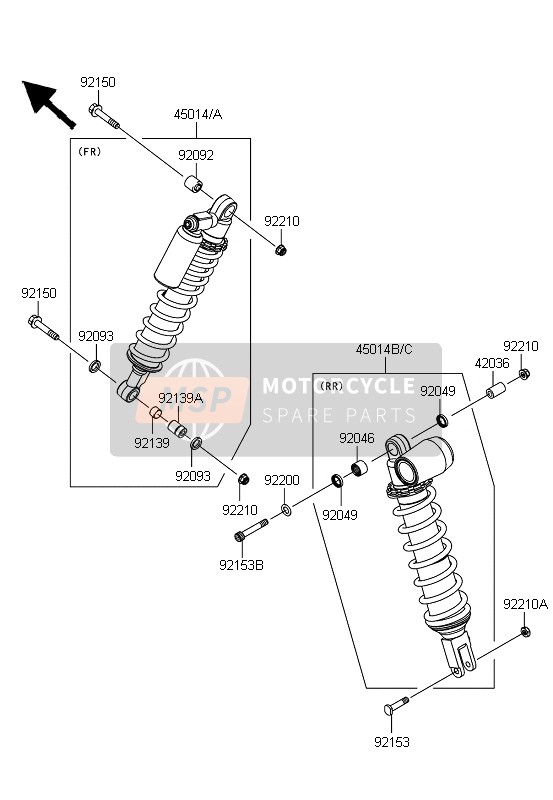 450140185EH, Shockabsorber,Rr,P.White, Kawasaki, 1