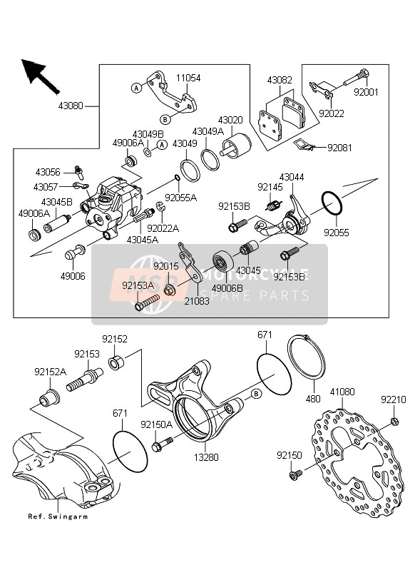 Kawasaki KFX450R 2009 Frein arriere pour un 2009 Kawasaki KFX450R