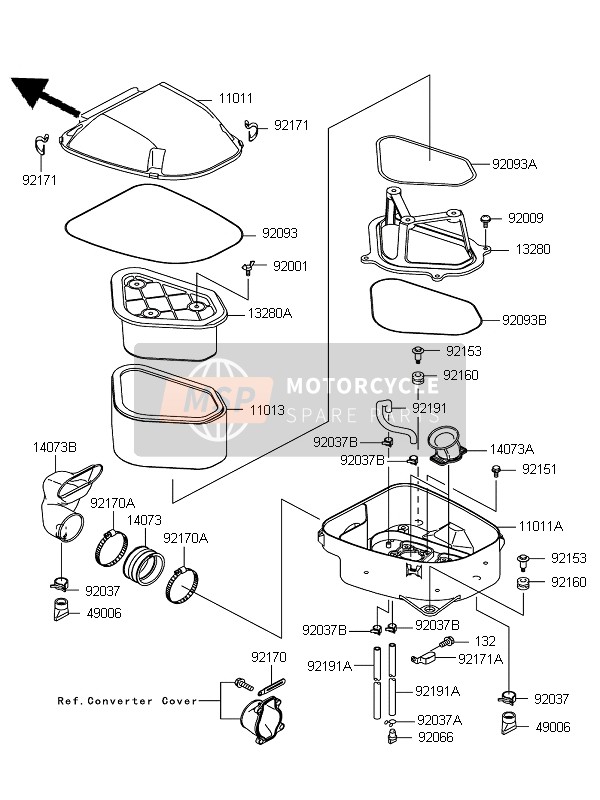 Kawasaki KFX700 (KSV700A7F) 2007 Air Cleaner for a 2007 Kawasaki KFX700 (KSV700A7F)