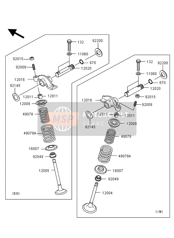 Kawasaki KVF360 4X4 2009 Klep voor een 2009 Kawasaki KVF360 4X4