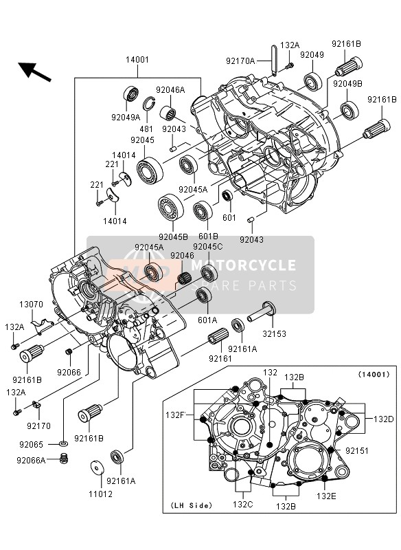 Kawasaki KVF360 4X4 2009 Crankcase for a 2009 Kawasaki KVF360 4X4